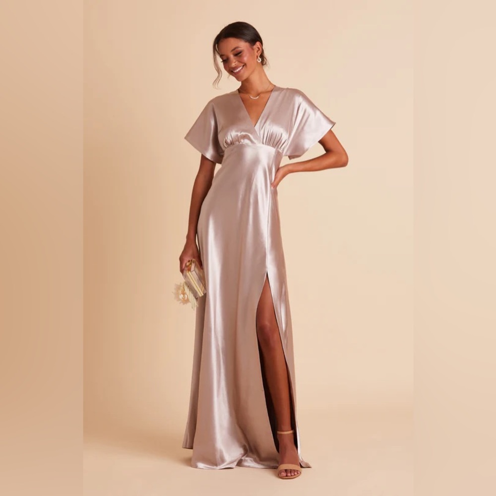 NEW! Birdy Grey Jesse Kimono Satin Dress Bridesmaid Formal Taupe Size Large